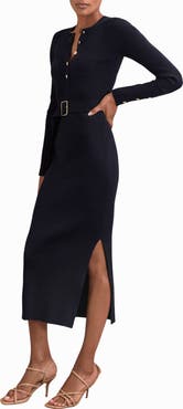 Reiss Willa Belted Long Sleeve Maxi Dress