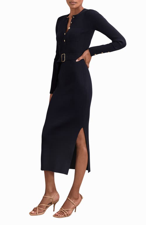 Reiss Willa Belted Long Sleeve Maxi Dress In Black