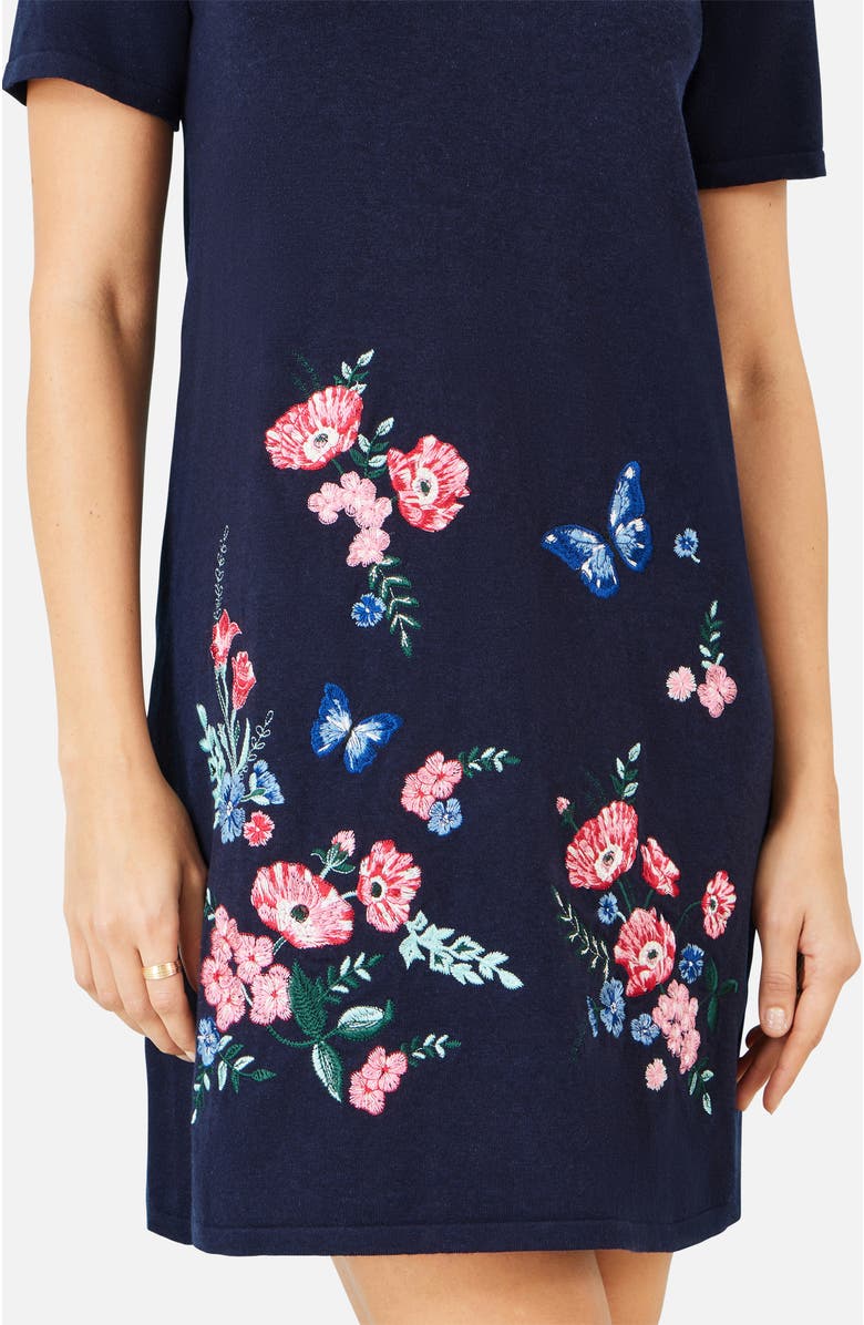 Yumi Embroidered Knitted Floral Tunic, Alternate, color, Navy