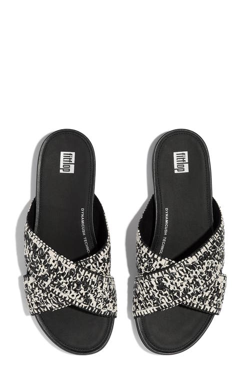 Fitflop Gracie Woven Slide Sandal In Black/ivory Mix
