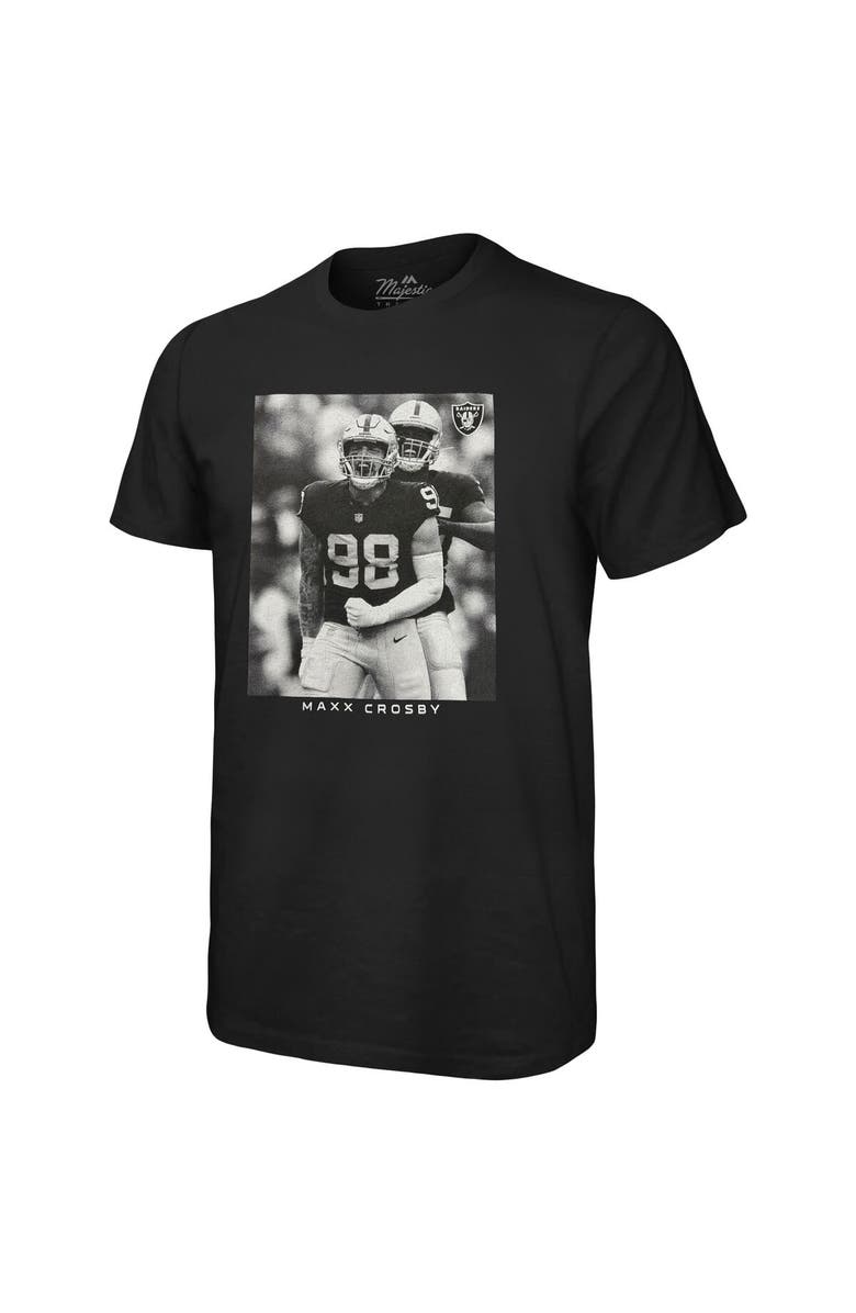 Majestic Threads Men's Majestic Threads Maxx Crosby Black Las Vegas Raiders Oversized Player Image T-Shirt, Alternate, color,