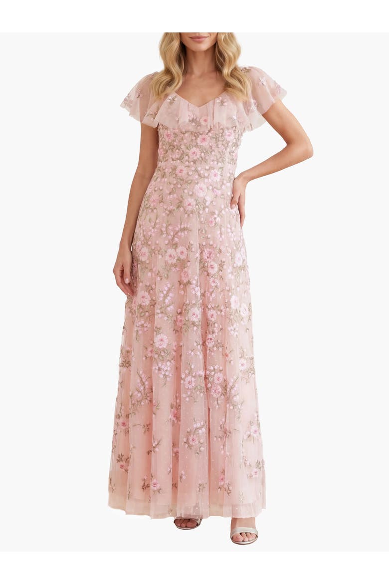 Eden Rose V-Neck Ankle Gown, Main, color, Opal/Multi