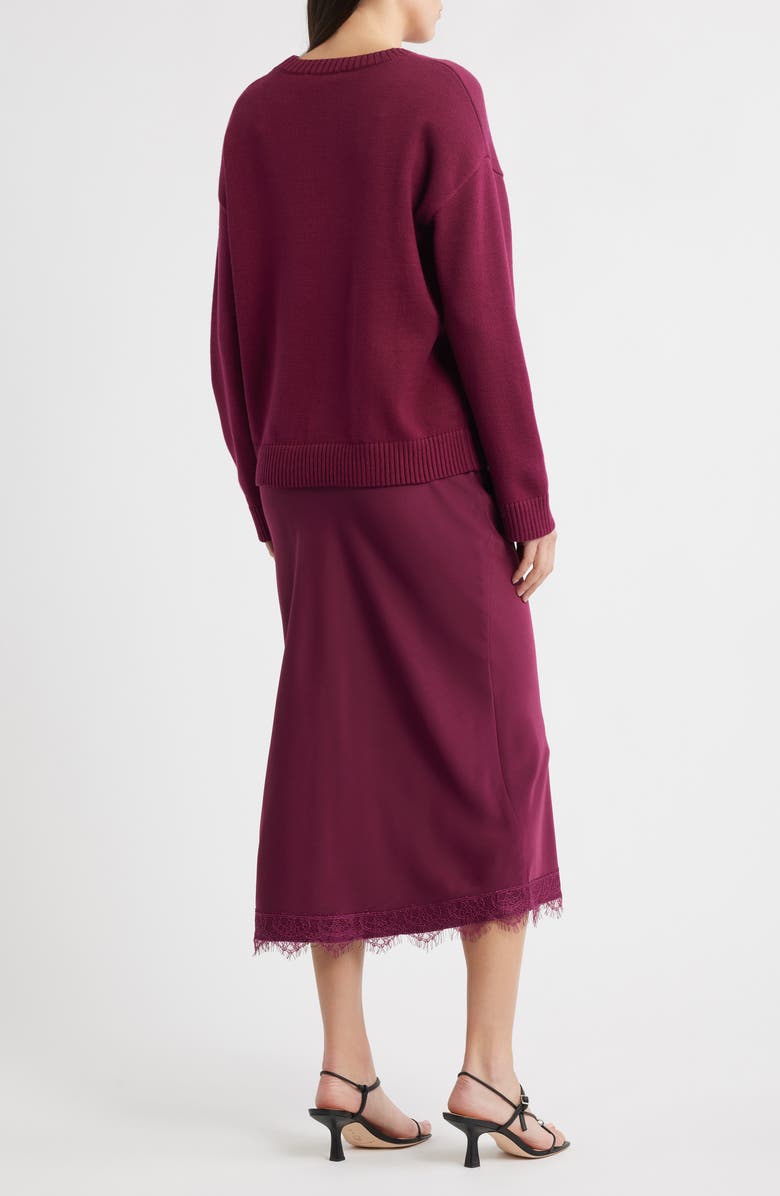 ZOE AND CLAIRE Side Knot Sweater, Alternate, color, Burgundy