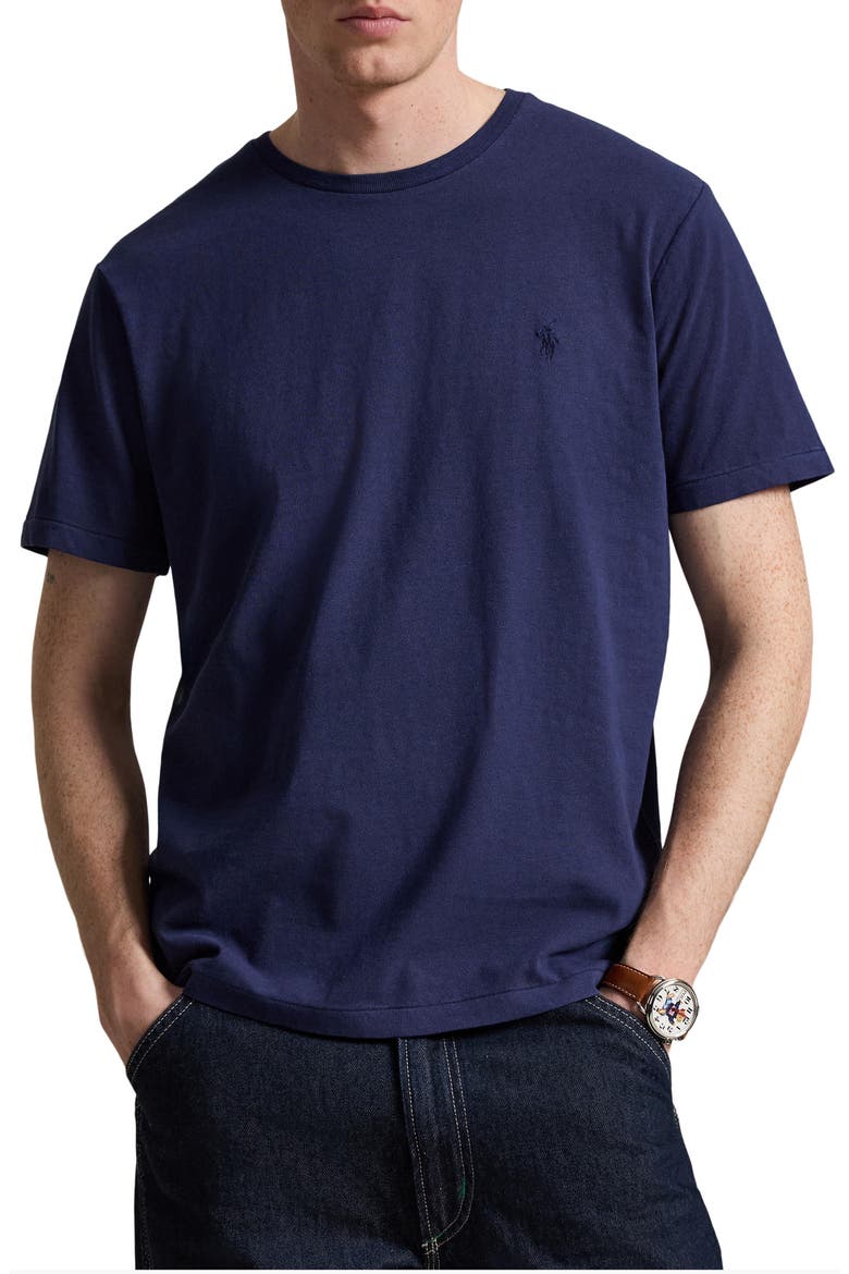 Standard Fit Cotton & Linen T-Shirt, Main, color, NEWPORT NAVY