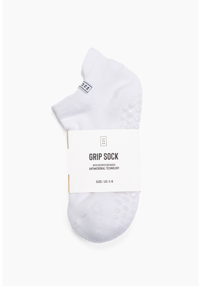Antimicrobial Grip Sock- White Ankle with Clear Grip - 2 Pack, Main, color, White
