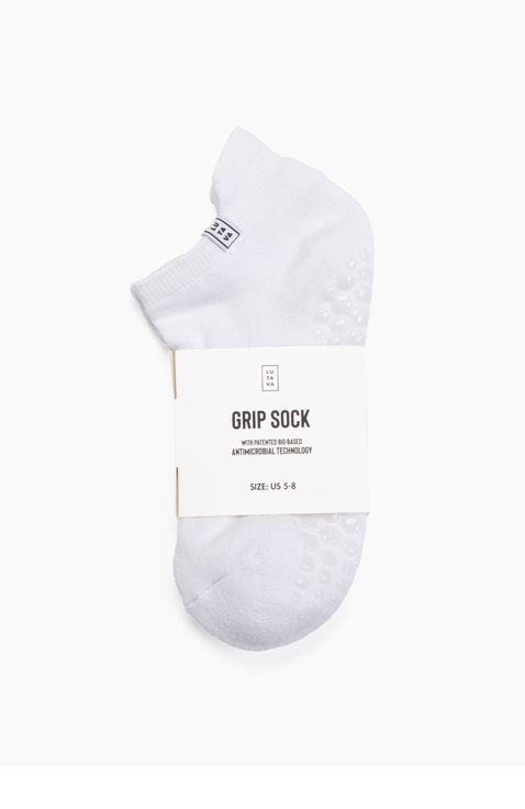 Antimicrobial Grip Sock- White Ankle with Clear Grip - 4 Pack