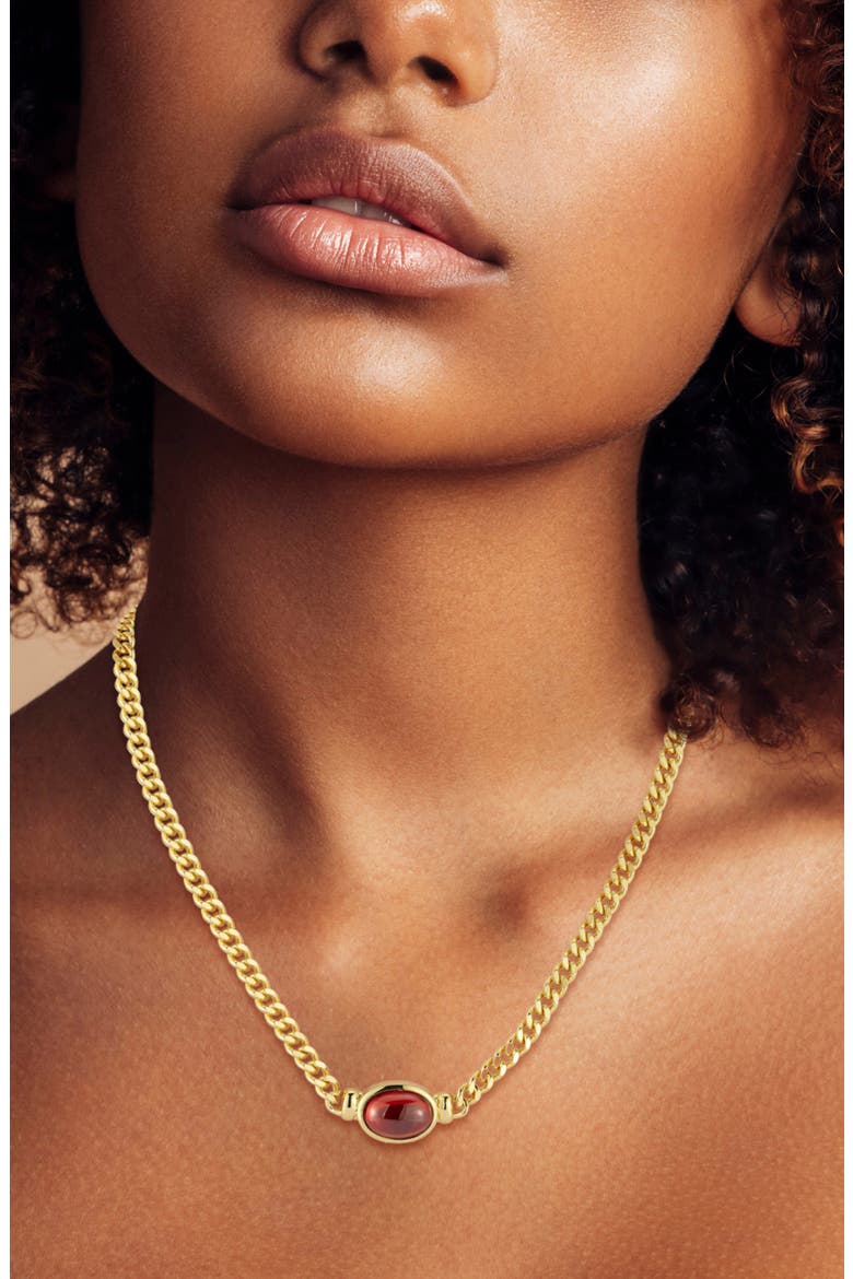 Cubic Zirconia Curb Chain Necklace, Alternate, color, GOLD
