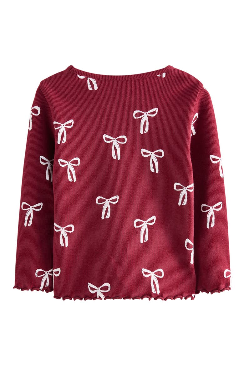 Kids' Ribbon Print Cotton Rib T-Shirt, Alternate, color, RED