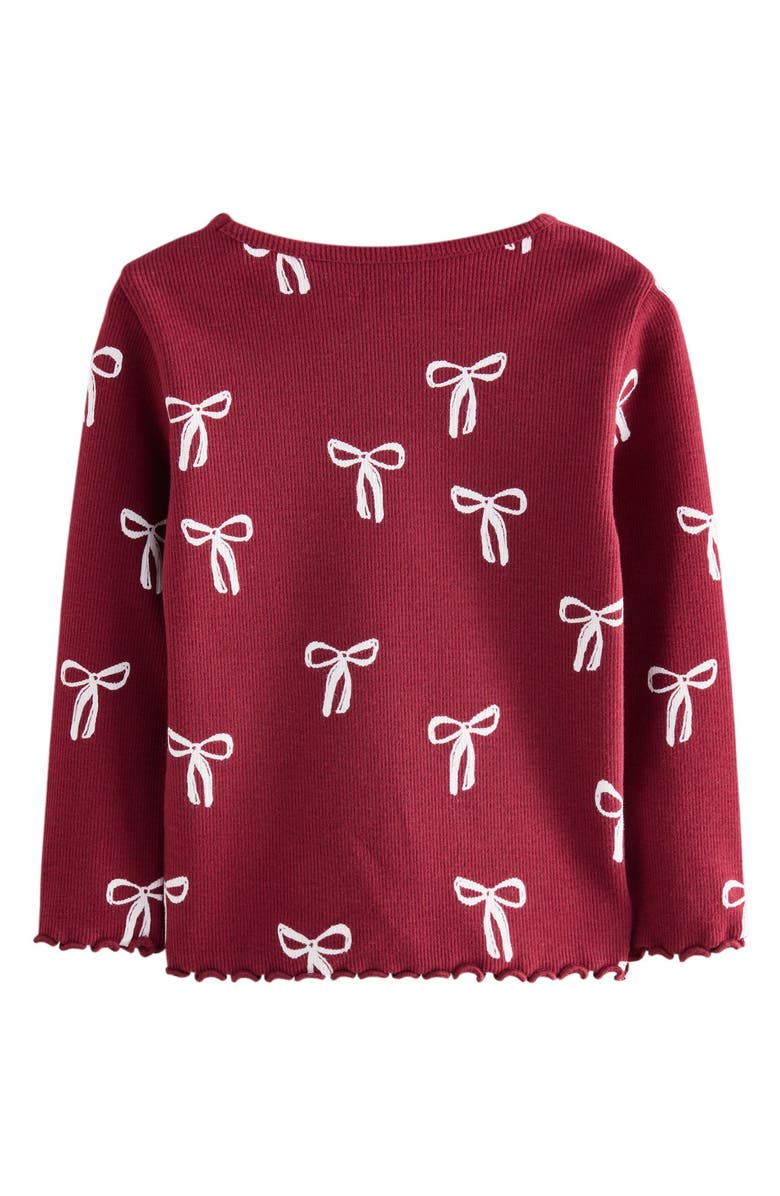 NEXT Kids' Ribbon Print Cotton Rib T-Shirt, Alternate, color, Red