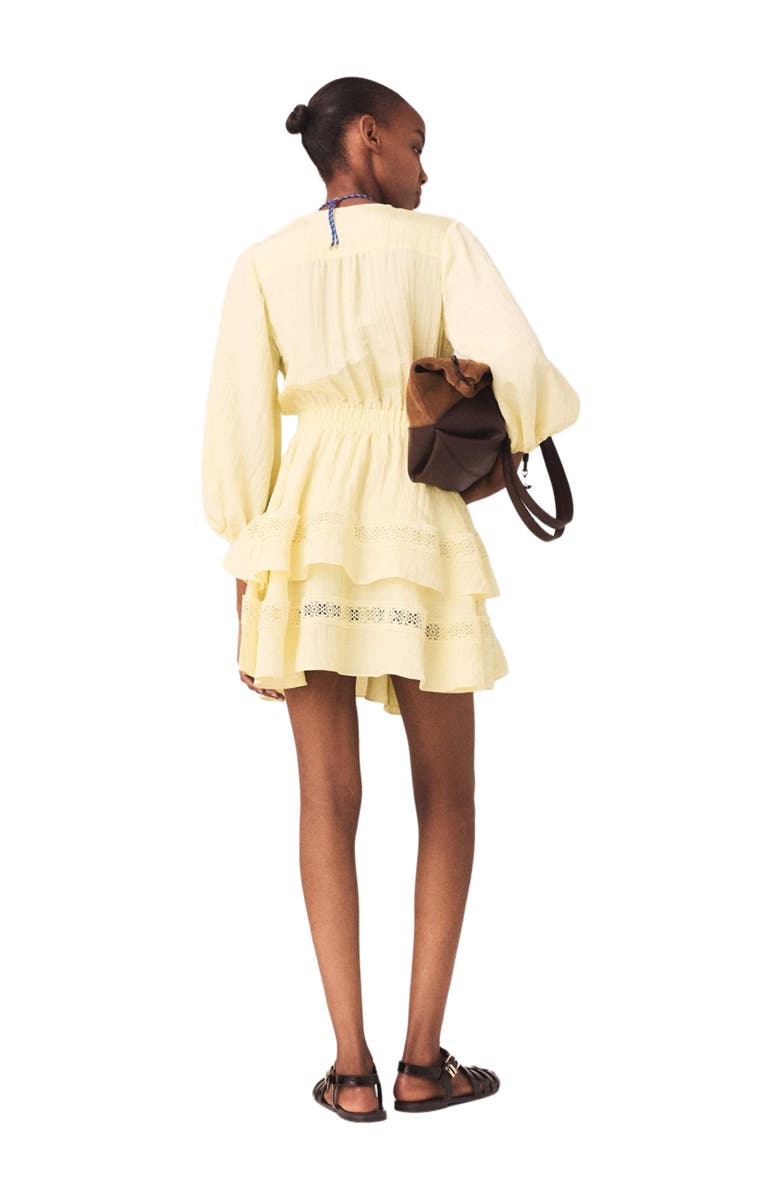 maje Short ruffled dress, Alternate, color, Pale Yellow