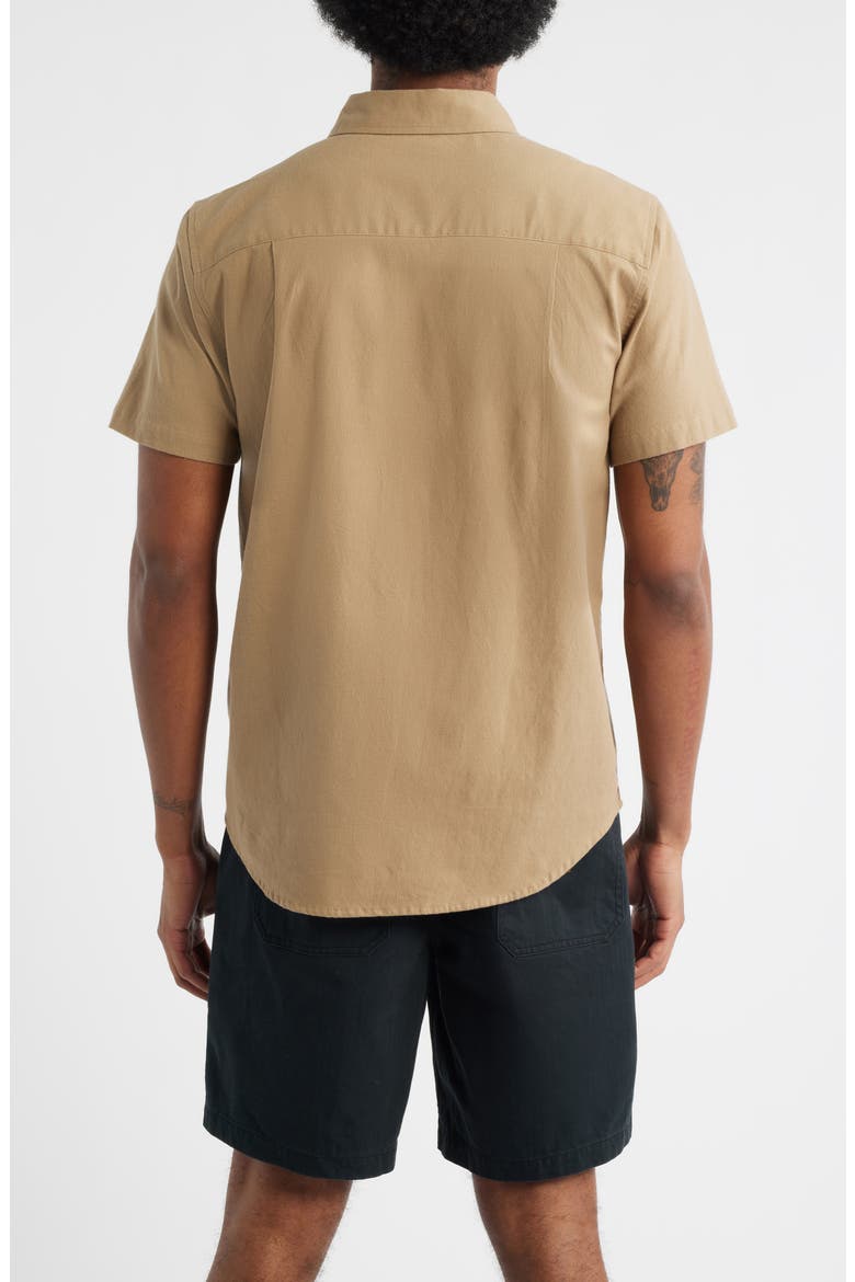 Sanford Short Sleeve Oxford Button-Down Shirt, Alternate, color, KHAKI
