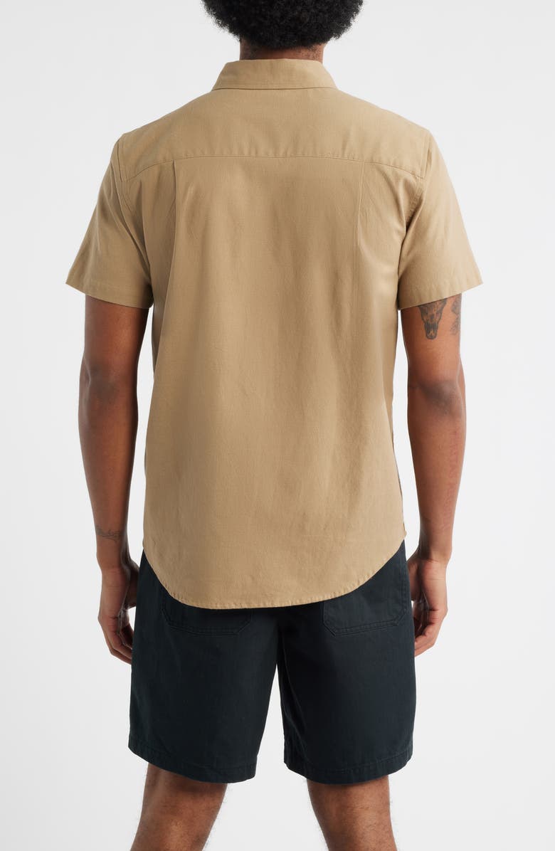 Brixton Sanford Short Sleeve Oxford Button-Down Shirt, Alternate, color, Khaki