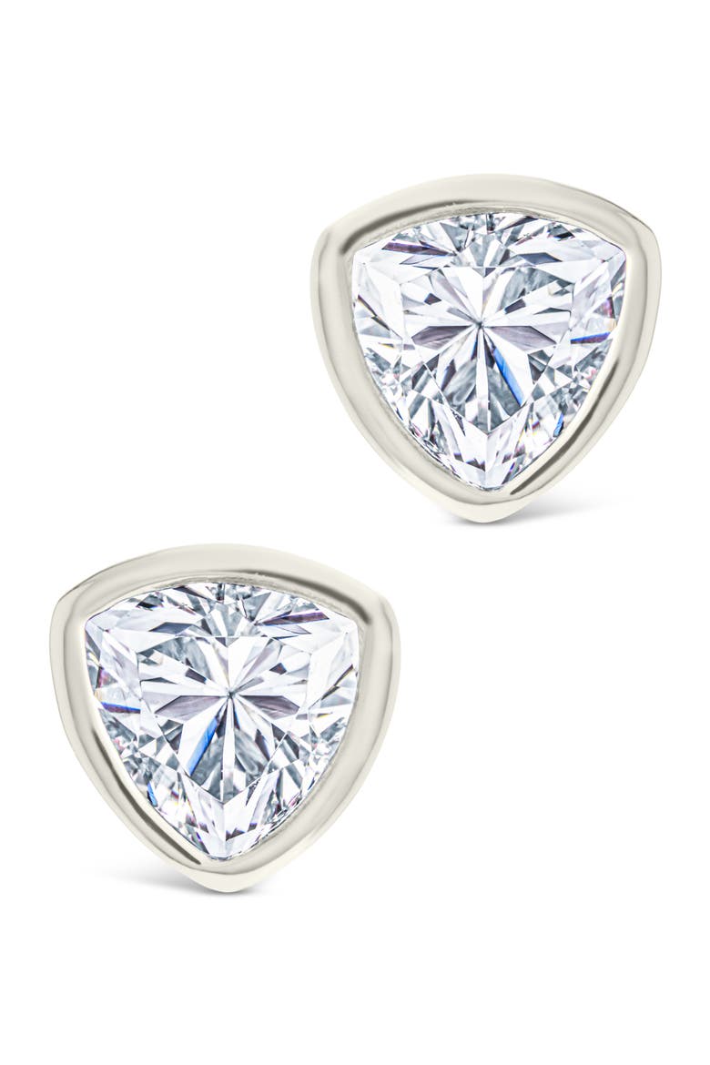 Trillion Cut Cubic Zirconia Stud Earrings, Alternate, color, SILVER