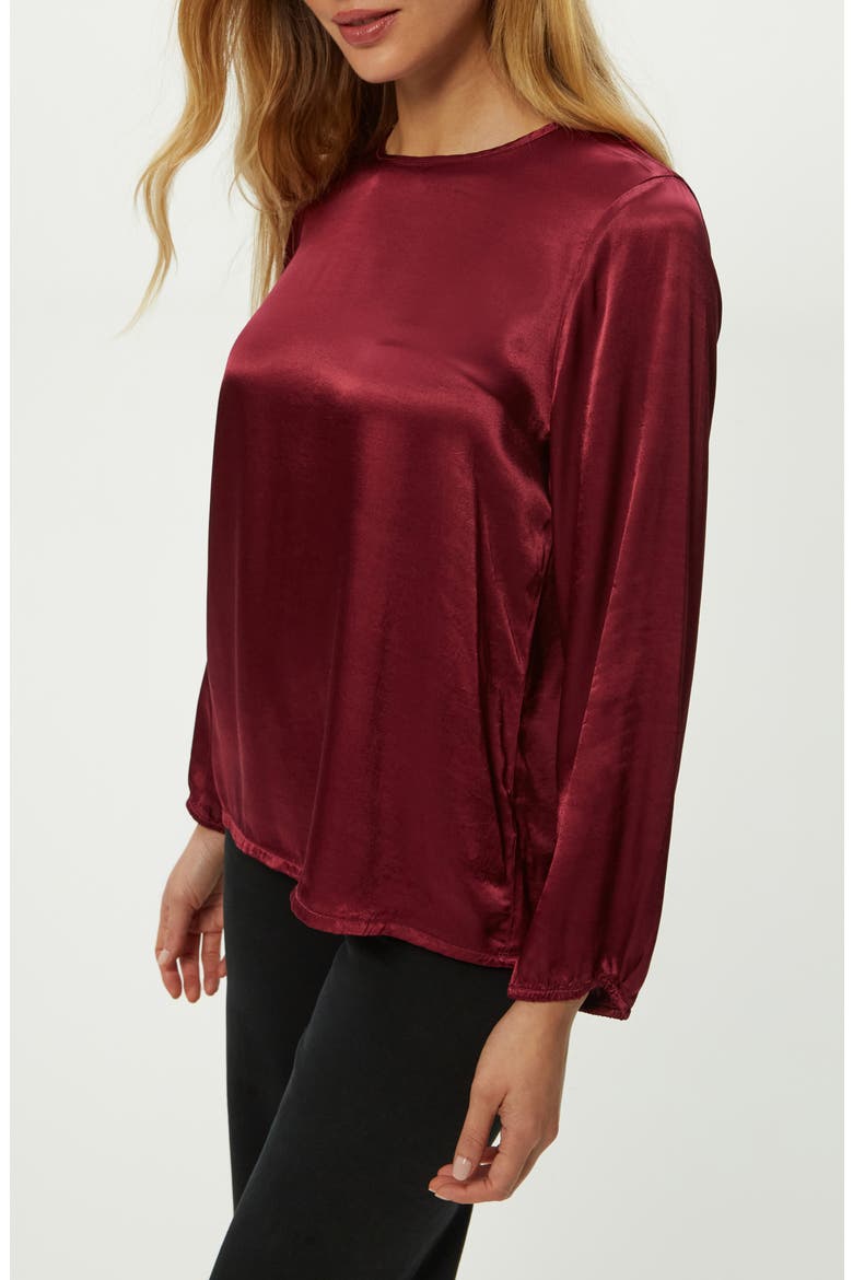 Lali Satin Top, Alternate, color, GARNET
