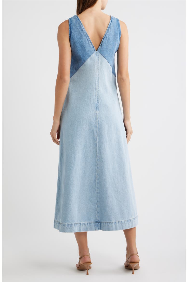 two tone denim dress Azura Two-Tone Denim Midi Dress (Women)