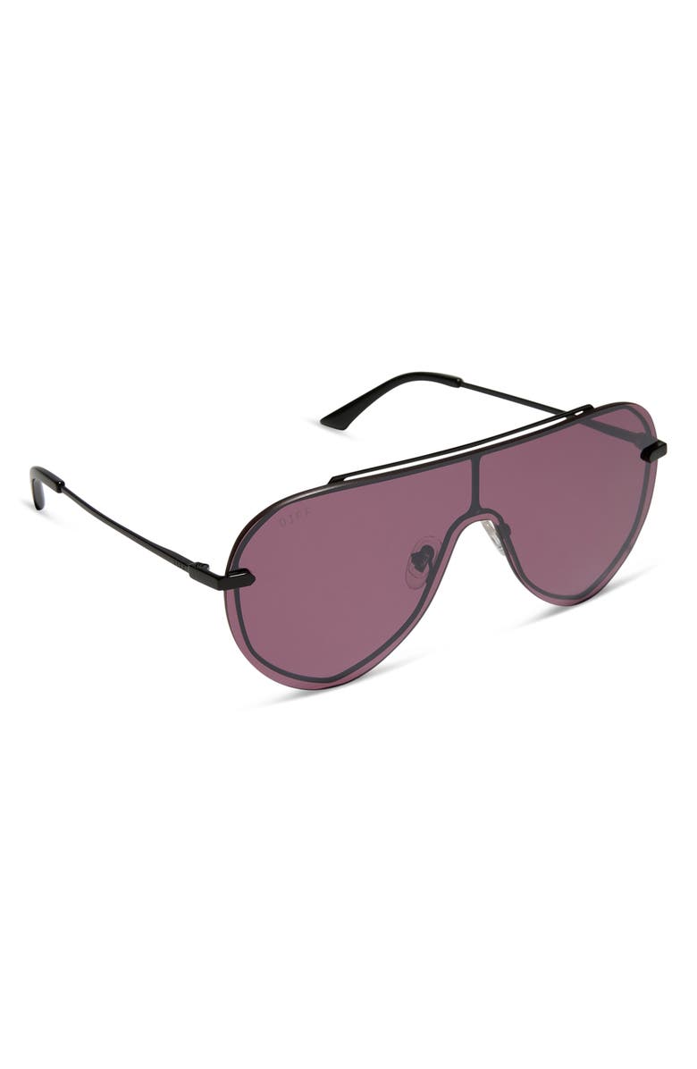 DIFF Imani 139mm Gradient Shield Sunglasses, Alternate, color, Aubergine With Silver Flash