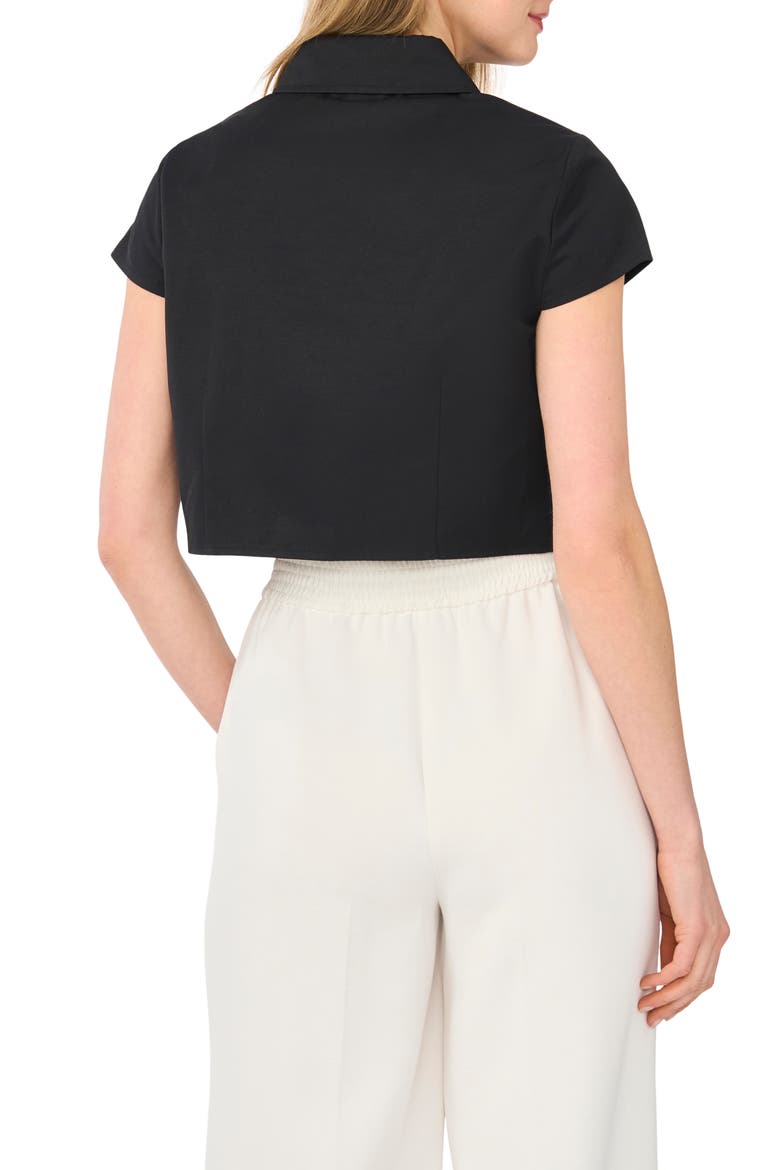 Cap Sleeve Button-Up Shirt, Alternate, color, RICH BLACK