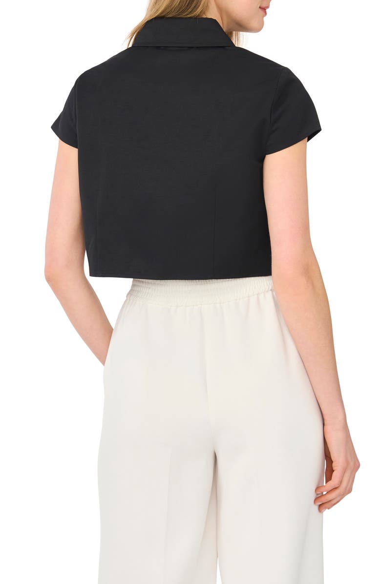 Ted Baker Cap Sleeve Button-Up Shirt, Alternate, color, Rich Black