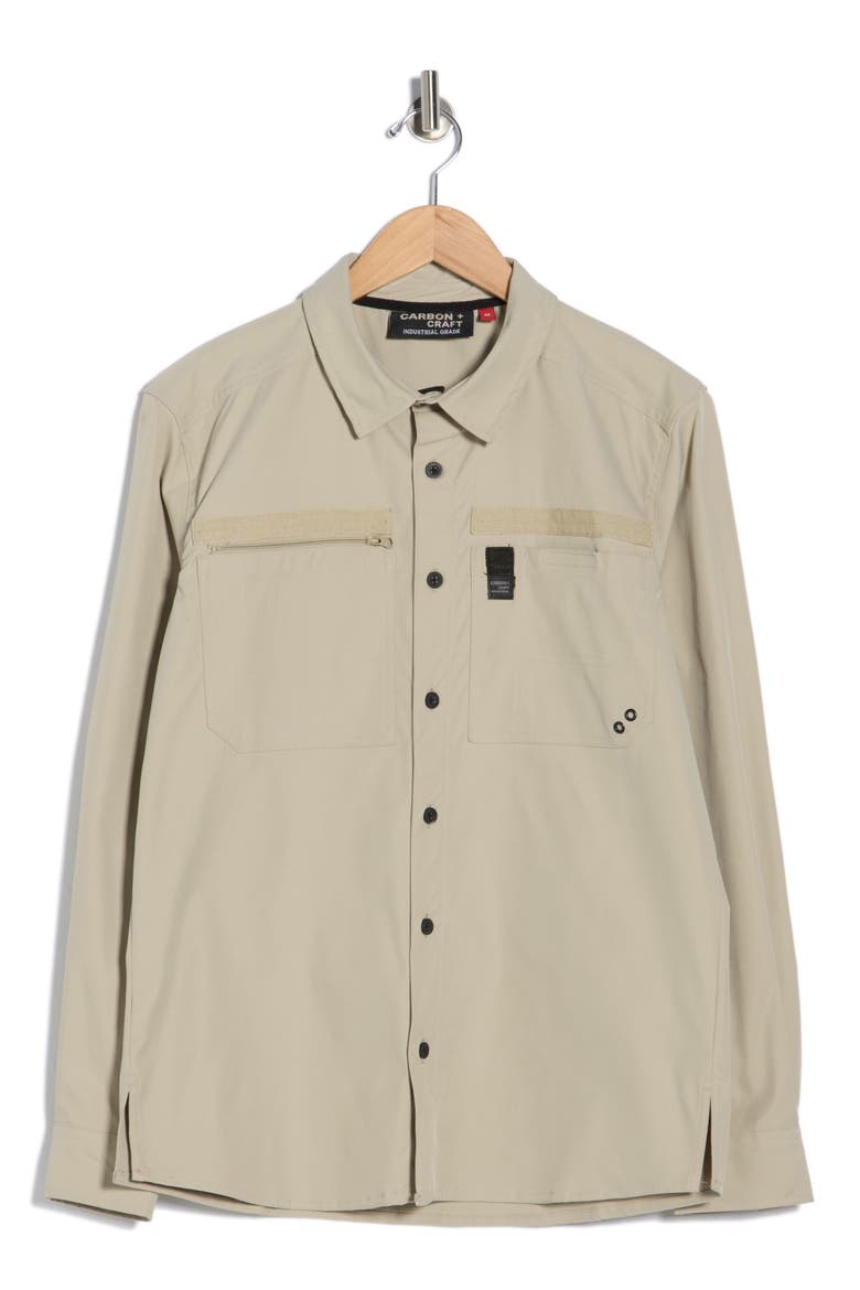 Water Resistant Technical Button-Up Shirt, Alternate, color, KHAKI