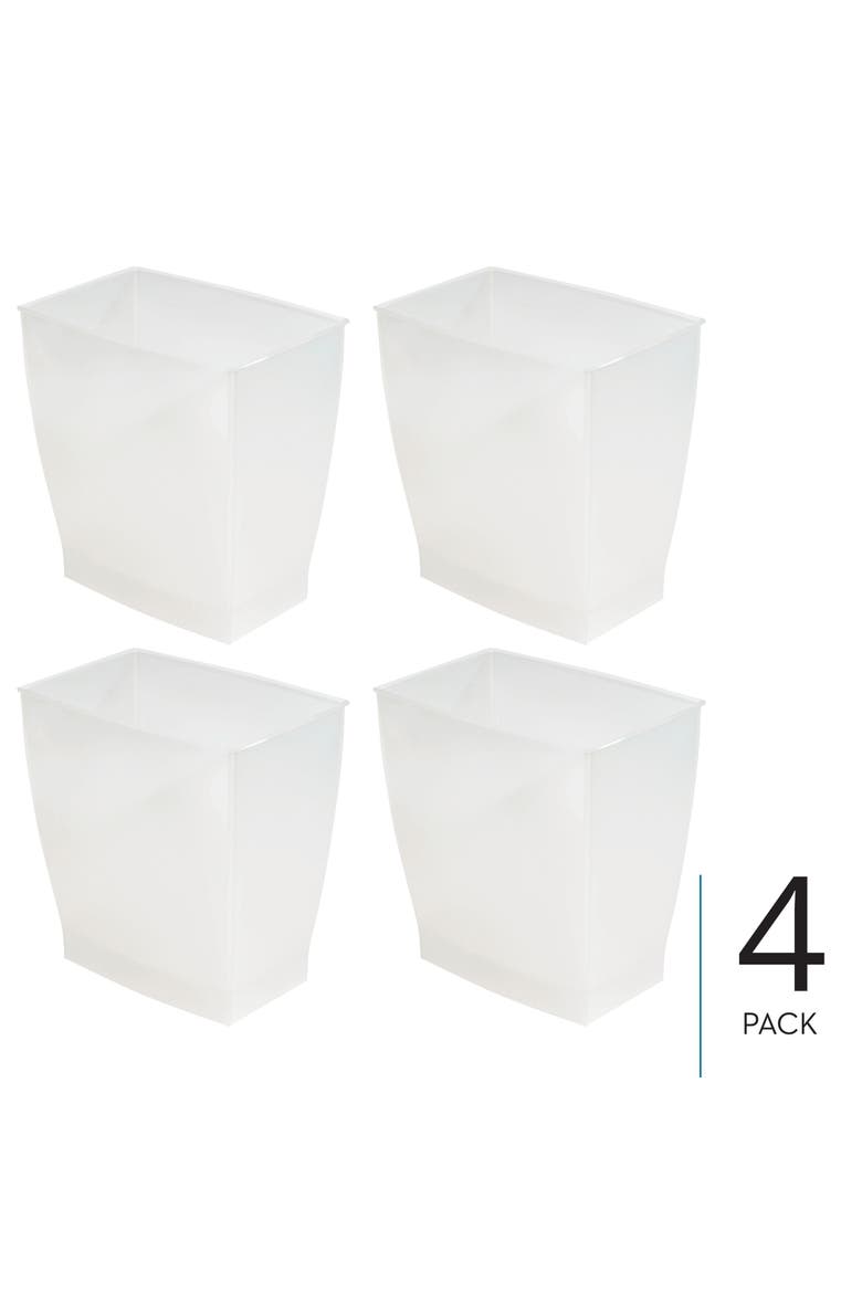 Small Rectangular Bathroom Trash Cans - Set of 4 - Gray, Alternate, color, Frost