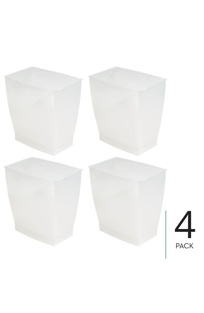 iDesign Small Rectangular Bathroom Trash Cans - Set of 4 - Gray, Alternate, color, Frost