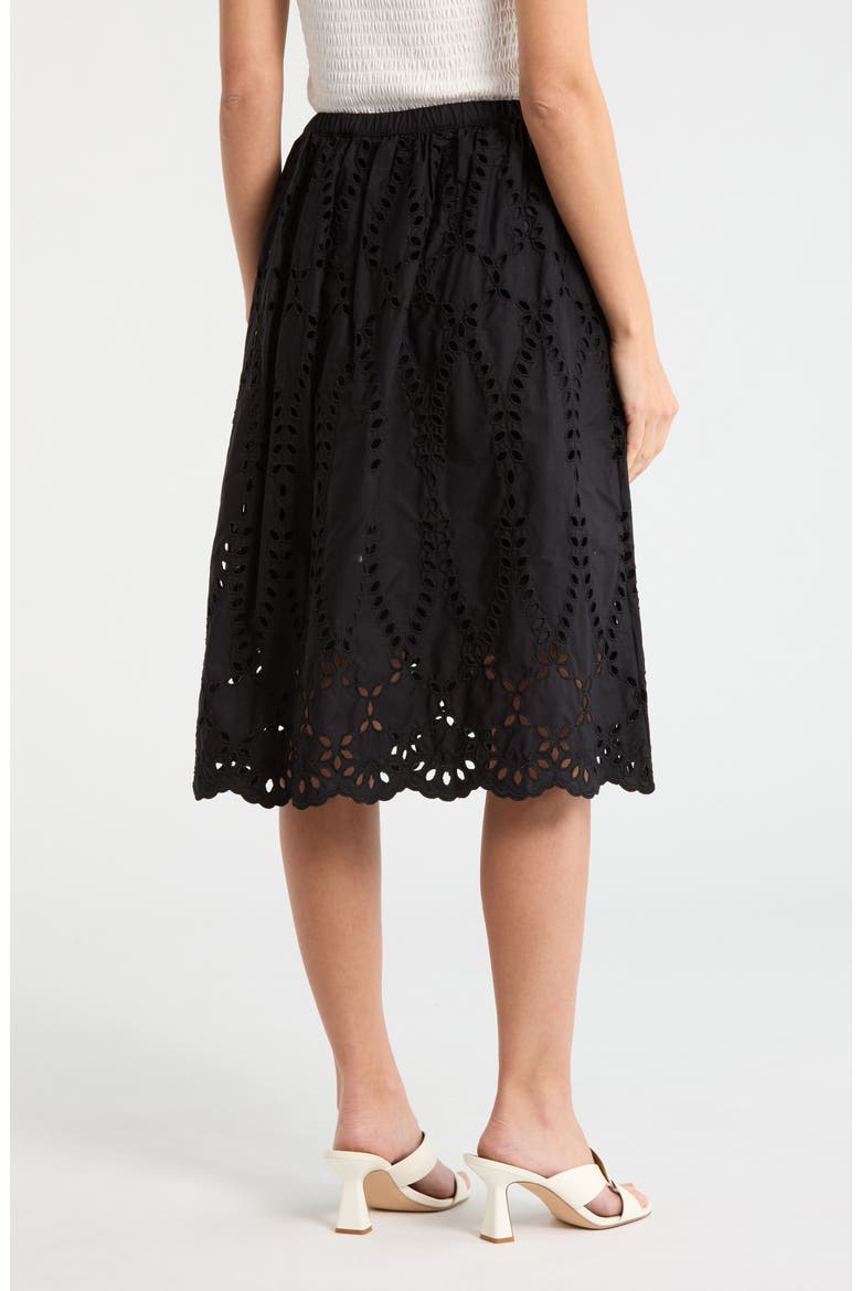Gracie Cotton Eyelet Midi Skirt, Alternate, color, BLACK EYELET