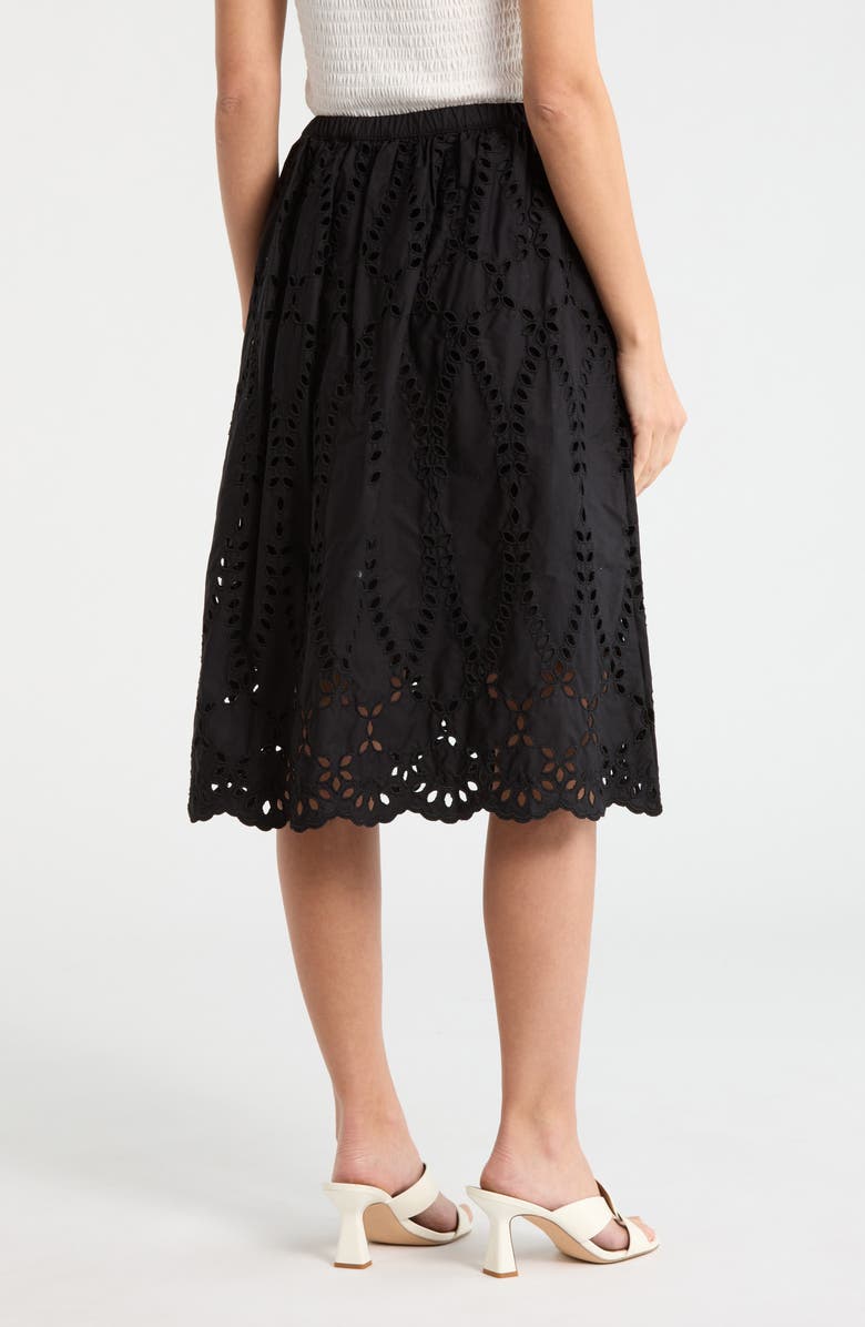Frank & Eileen Gracie Cotton Eyelet Midi Skirt, Alternate, color, Black Eyelet