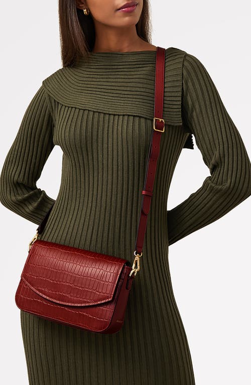 Radley London River Road Croc Embossed Leather Crossbody Bag In Rust
