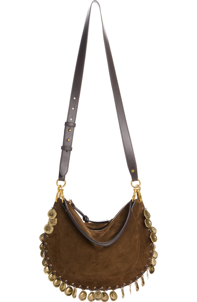 Isabel Marant Oskan Soft Medallion Suede Shoulder Bag, Alternate, color, Bronze