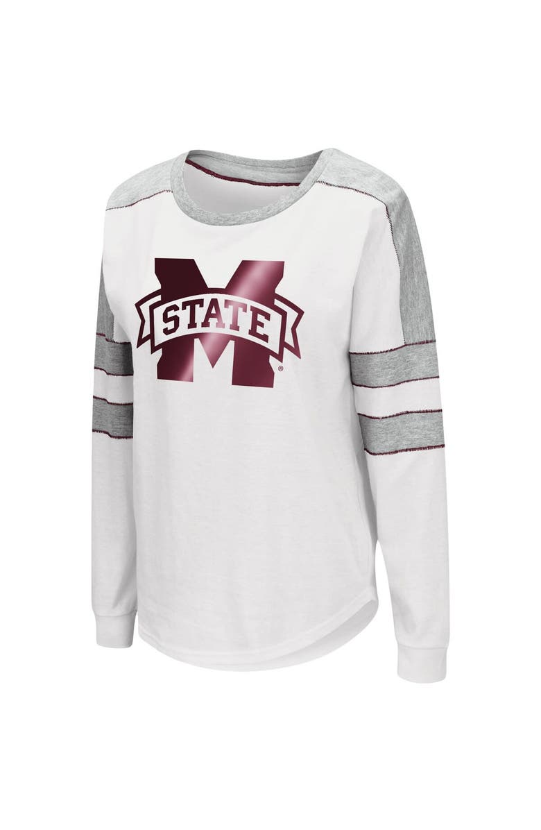 COLOSSEUM Women's Colosseum White Mississippi State Bulldogs Trey Dolman Long Sleeve T-Shirt, Alternate, color, White