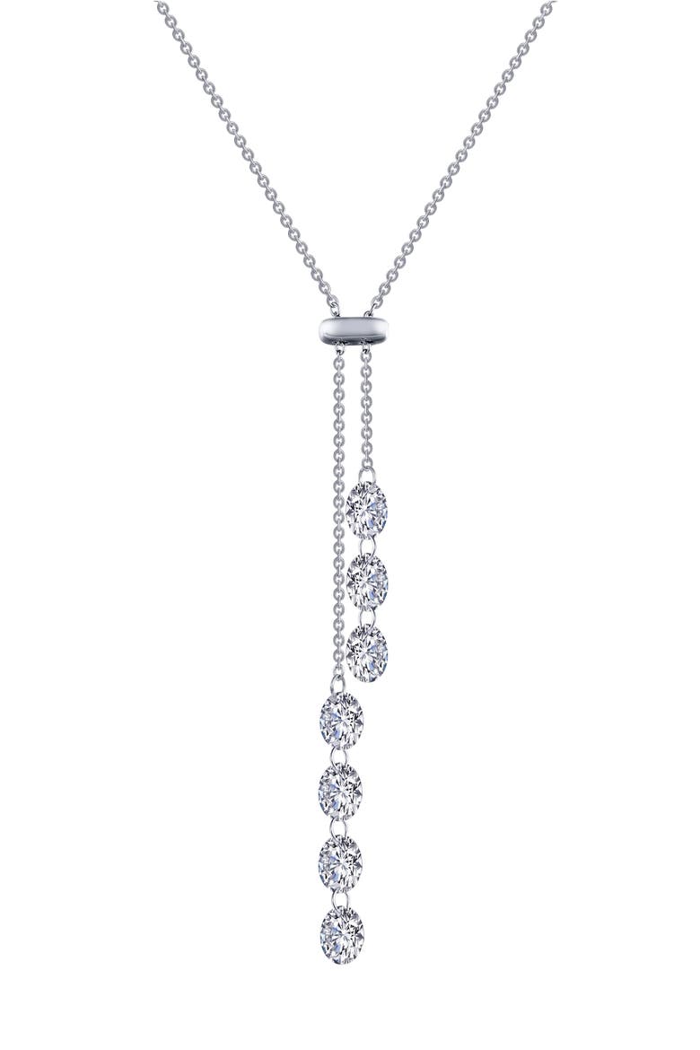 7 Symbols of Joy Simulated Diamond Y-Necklace, Main, color, WHITE GOLD