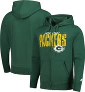 STARTER Men's Starter Green Green Bay Packers Distressed Classic Full-Zip Hoodie