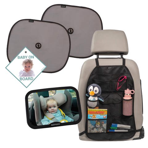 Ezi Travel Pack Car Essentials (mirror, organizer, sun visor, Baby on Board sign)