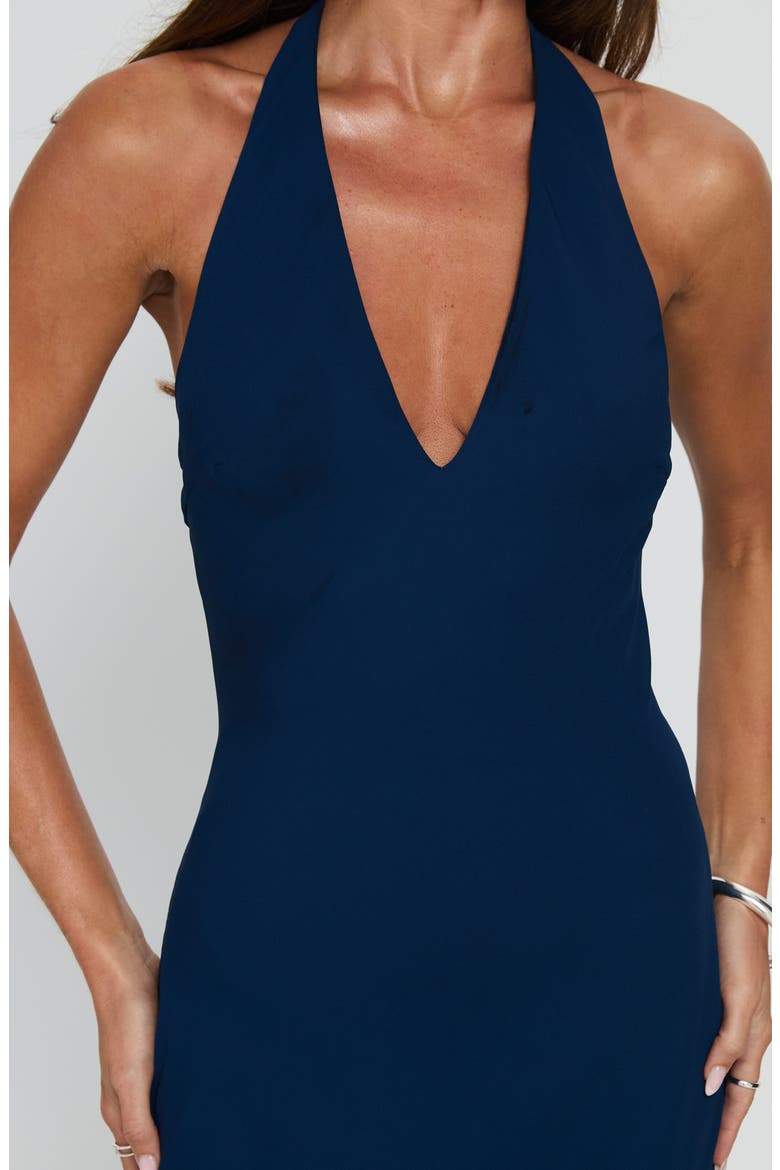 Luannie Halter Chiffon Gown, Alternate, color, NAVY