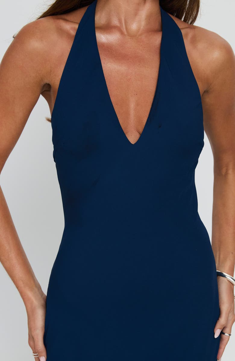 Princess Polly Luannie Halter Chiffon Gown, Alternate, color, Navy