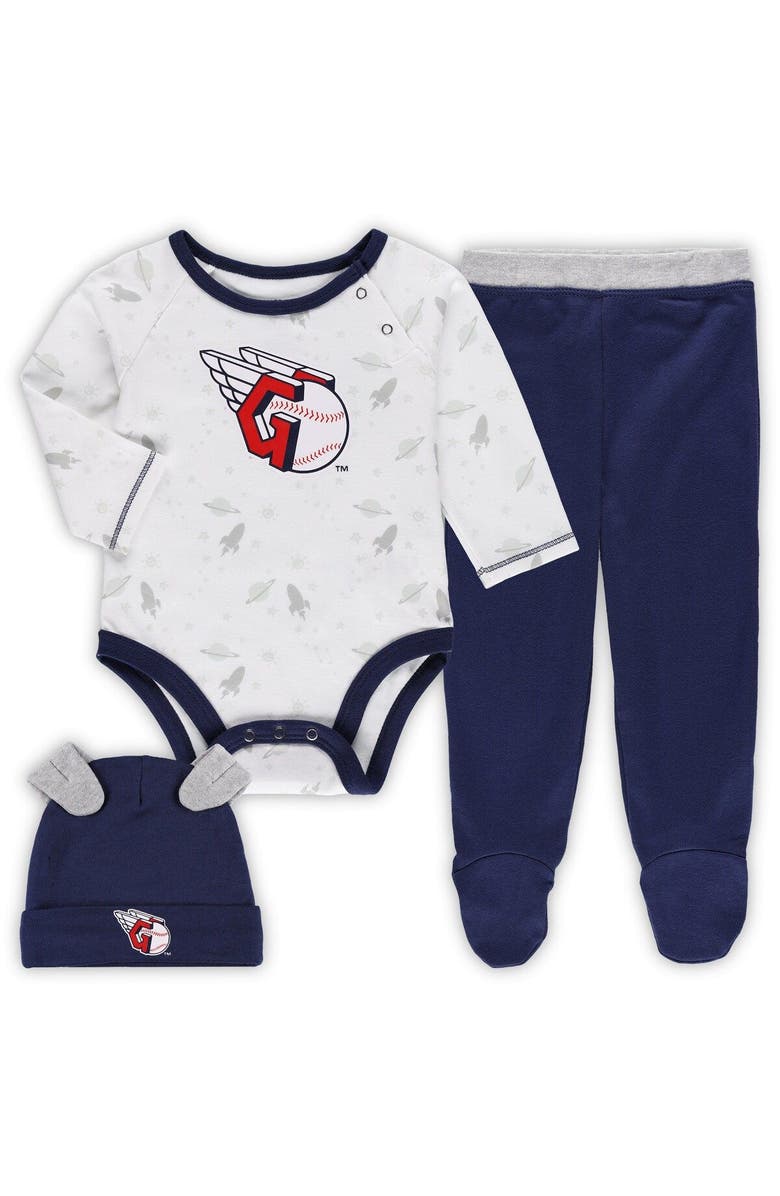 Outerstuff Newborn & Infant Navy/White Cleveland Guardians Dream Team Bodysuit Hat & Footed Pants Set, Main, color, Navy