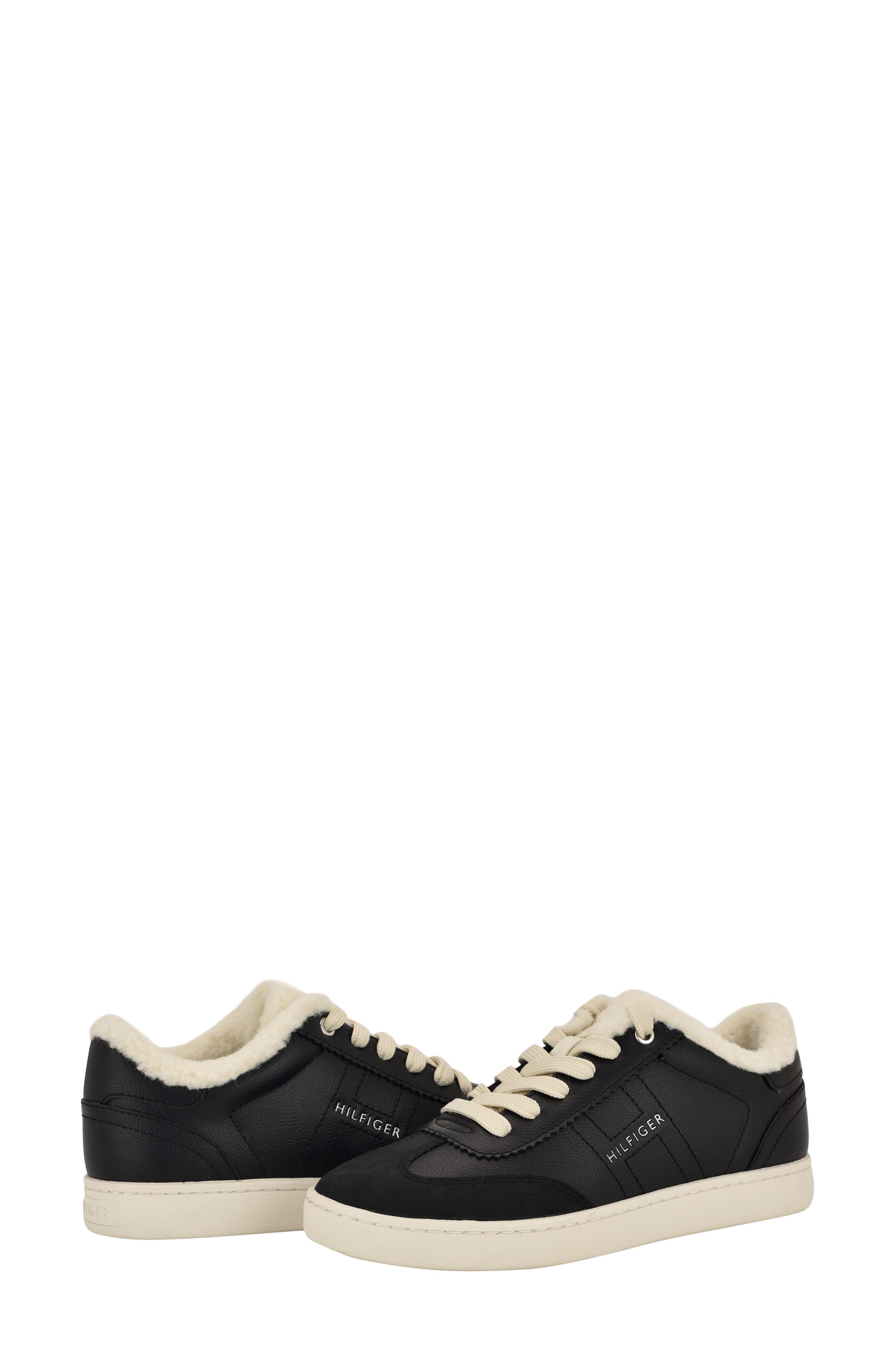 Tommy Hilfiger Rheign Faux Fur Lined Low Top Sneaker, Alternate, color, Black01