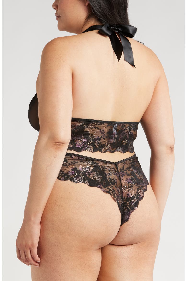 Lace Open Gusset Teddy, Alternate, color, BLACK