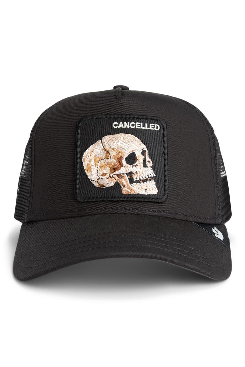 The Cancelled Skull Patch Snapback Trucker Hat, Alternate, color, VOID