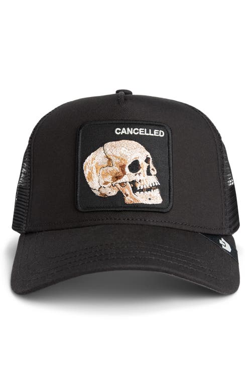 Goorin Bros . The Cancelled Skull Patch Snapback Trucker Hat In Black