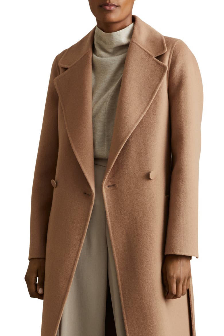 Lucia Belted Wool Blend Coat, Alternate, color, LIGHT CAMEL
