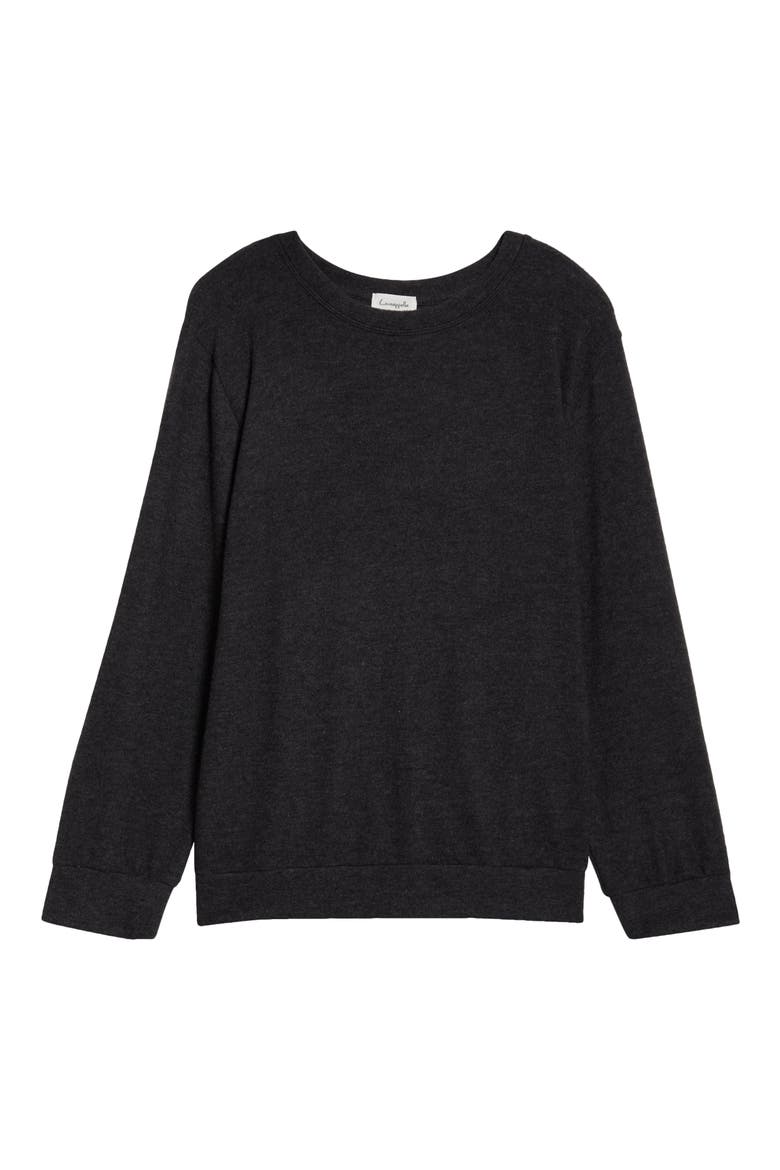 Hacci Knit Crewneck Top, Alternate, color, CHARCOAL