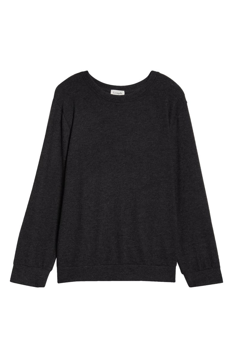 Loveappella Hacci Knit Crewneck Top, Main, color, Charcoal