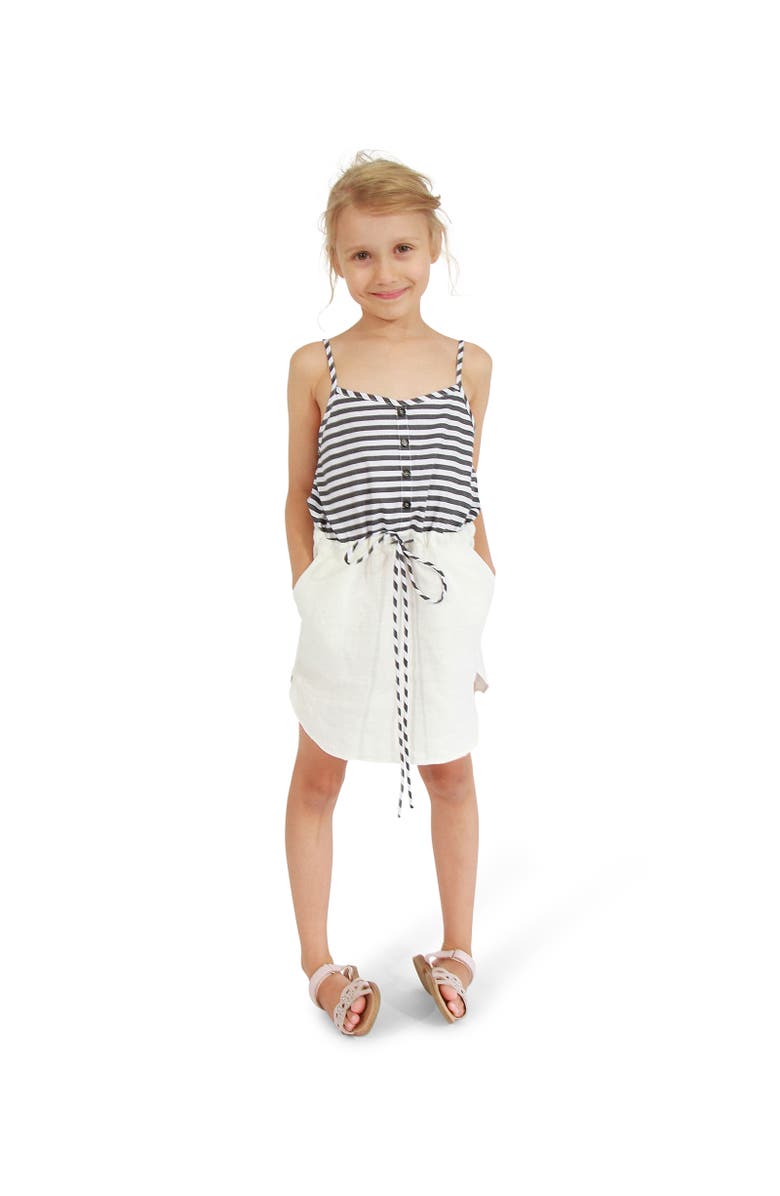 Belle & Bloom Bright Side Striped Mini Dress, Main, color, White