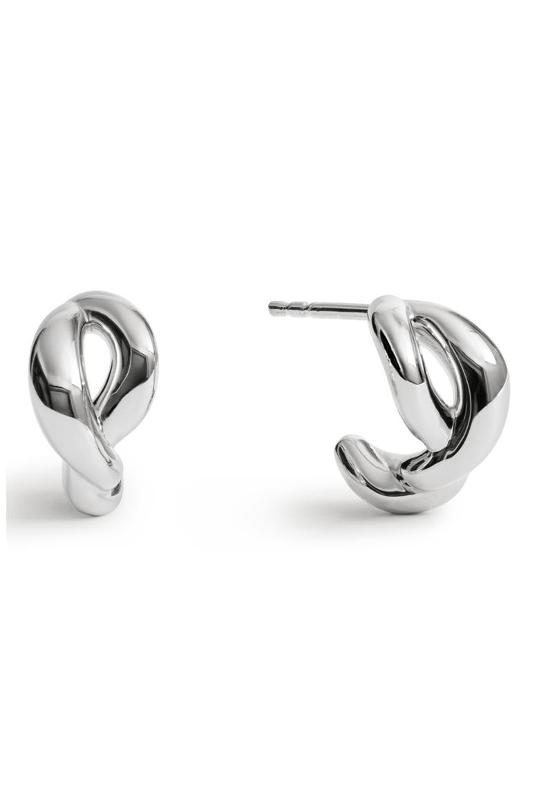 Ochre Sterling Silver Huggie Hoop Earrings, Main, color, STERLING SILVER