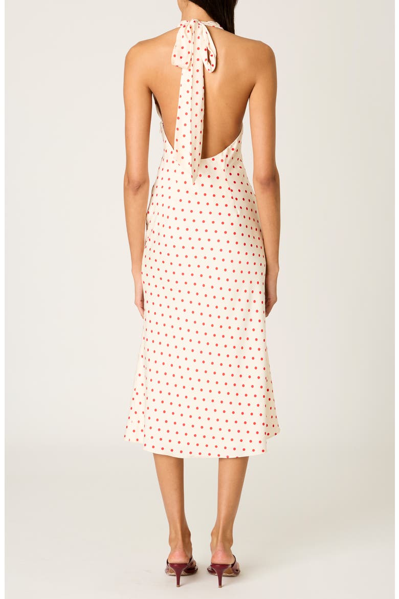 La Brea Polka Dot Halter Neck Slipdress, Alternate, color, IVORY/ CHERRY