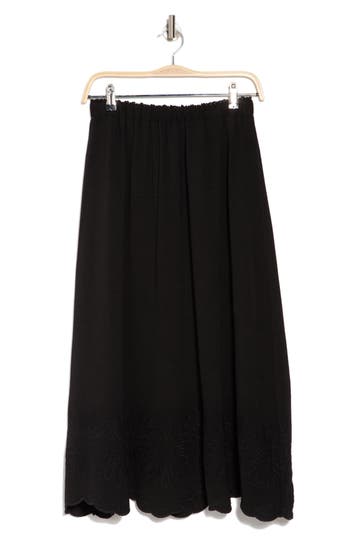 ADRIANNA PAPELL ADRIANNA PAPELL FLORAL EMBROIDERED MIDI SKIRT