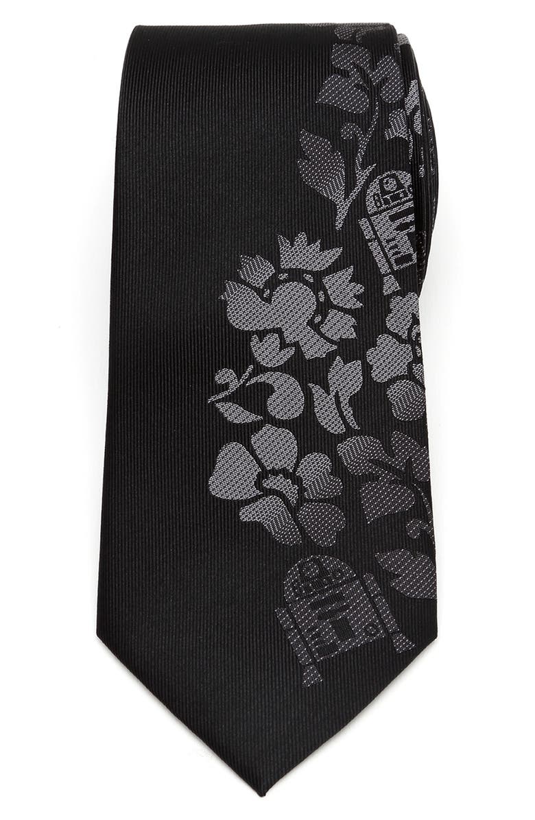Cufflinks, Inc. Star Wars<sup>™</sup> - R2D2 Floral Black Silk Tie, Alternate, color, 