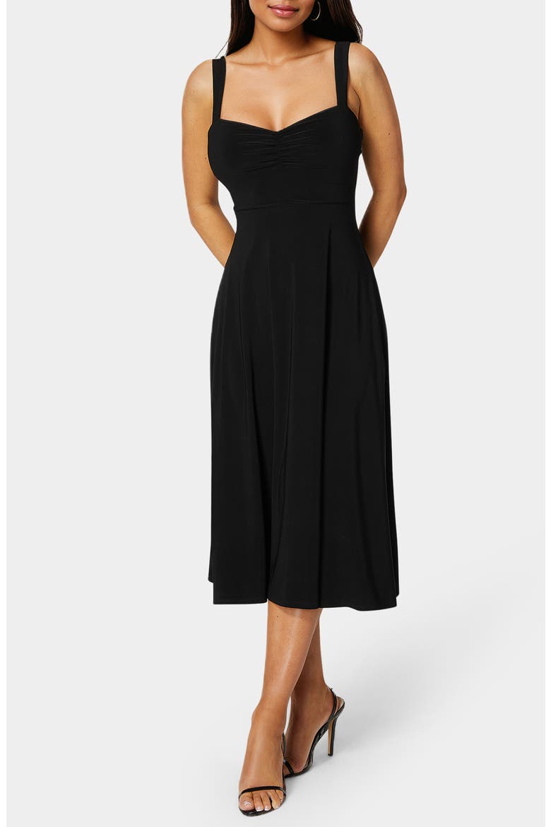Sweetheart Fit and Flare Midi Dress, Main, color, BLACK
