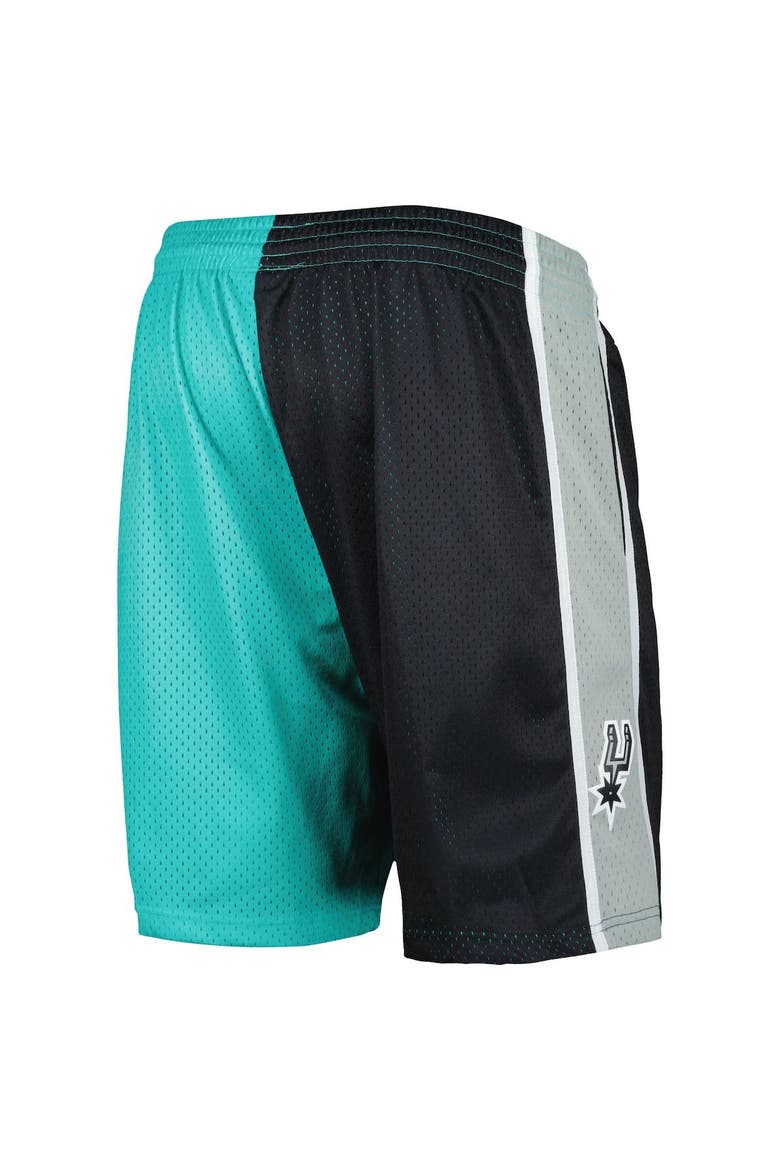 Men's Mitchell & Ness Teal/Black San Antonio Spurs Hardwood Classics 1998 Split Swingman Shorts, Alternate, color, Teal